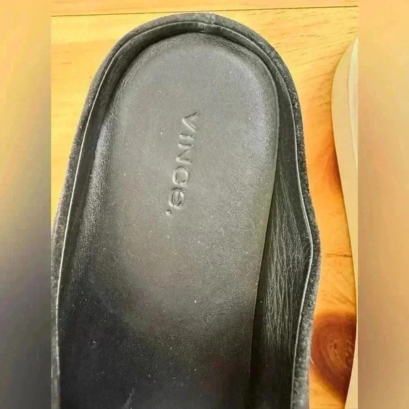 Women’s Vince Garvey Slip-on Suede Black Leather Backless Mule Sneakers size 9.5 - Picture 9 of 11